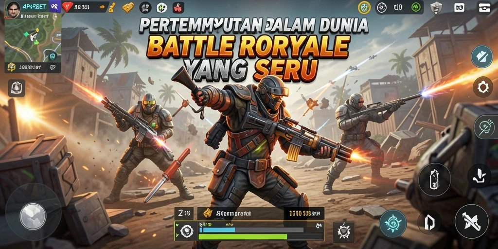 Screenshot utama 4P4PBET menampilkan keseruan dalam pertempuran Battle Royale.
