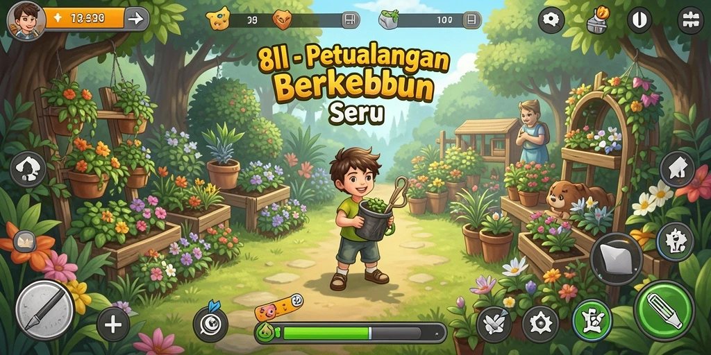 Screenshot gameplay 8II menunjukkan aktivitas bertani yang menarik.