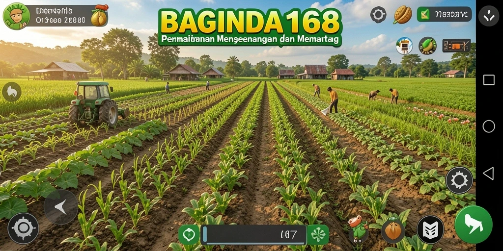 Screenshot gameplay BAGINDA168 dengan aktivitas bertani yang seru.
