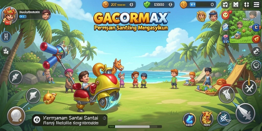 Screenshot utama GACORMAX menunjukkan momen gameplay yang ceria.