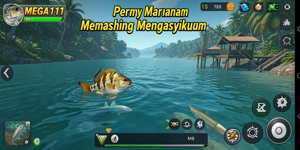 Tampilan gameplay memancing yang menakjubkan dalam MEGA111.