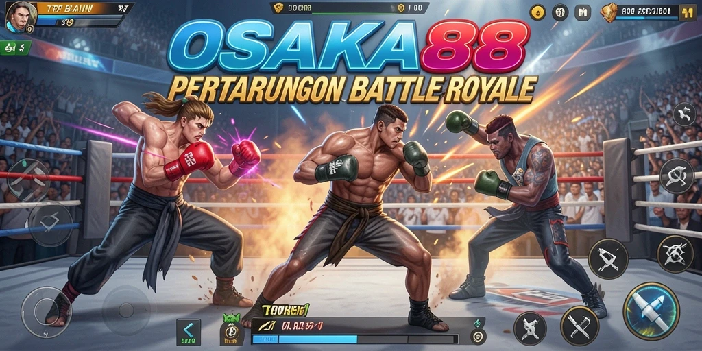 Screenshot OSAKA88 menampilkan aksi seru di medan perang Battle Royale.