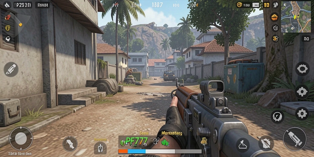 Tangkapan layar menunjukkan aksi intens dalam game TPS PF777.