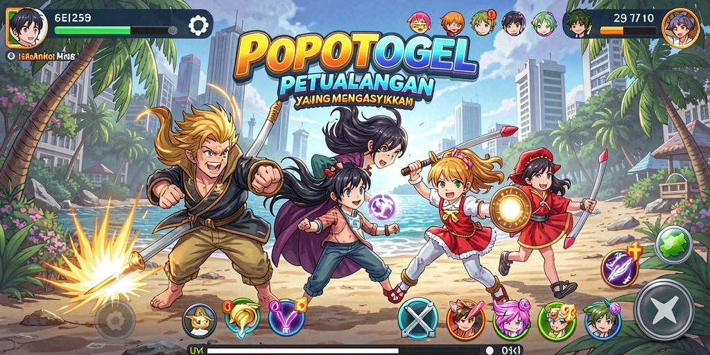 Tampilan gameplay seru dengan karakter Anime yang dinamis.