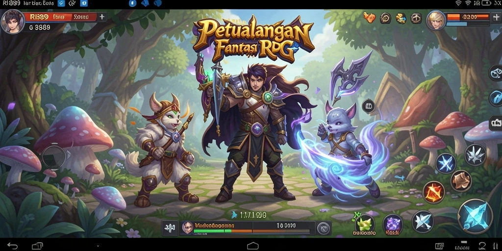 Tampilan gameplay seru dari RI889 dengan karakter dan monster menarik.