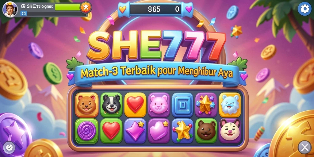 Tampilan utama gameplay SHE777 yang menarik dan penuh warna.