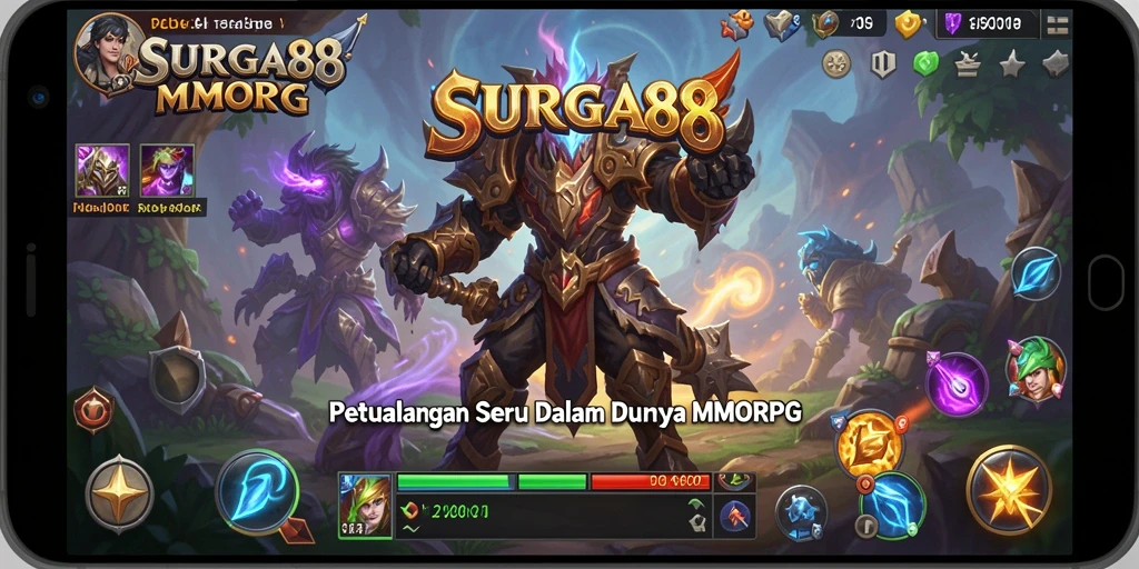 Screenshot gameplay SURGA88 menampilkan aksi seru dalam pertempuran MMORPG.